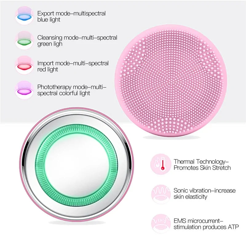 Facial Cleansing Device - With Light-therapy function - Skin Glam Tech™